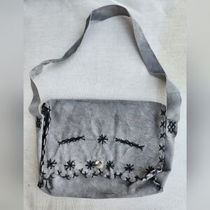 Vintage Artisan Suede Shoulder Bag Boho Western Hippie